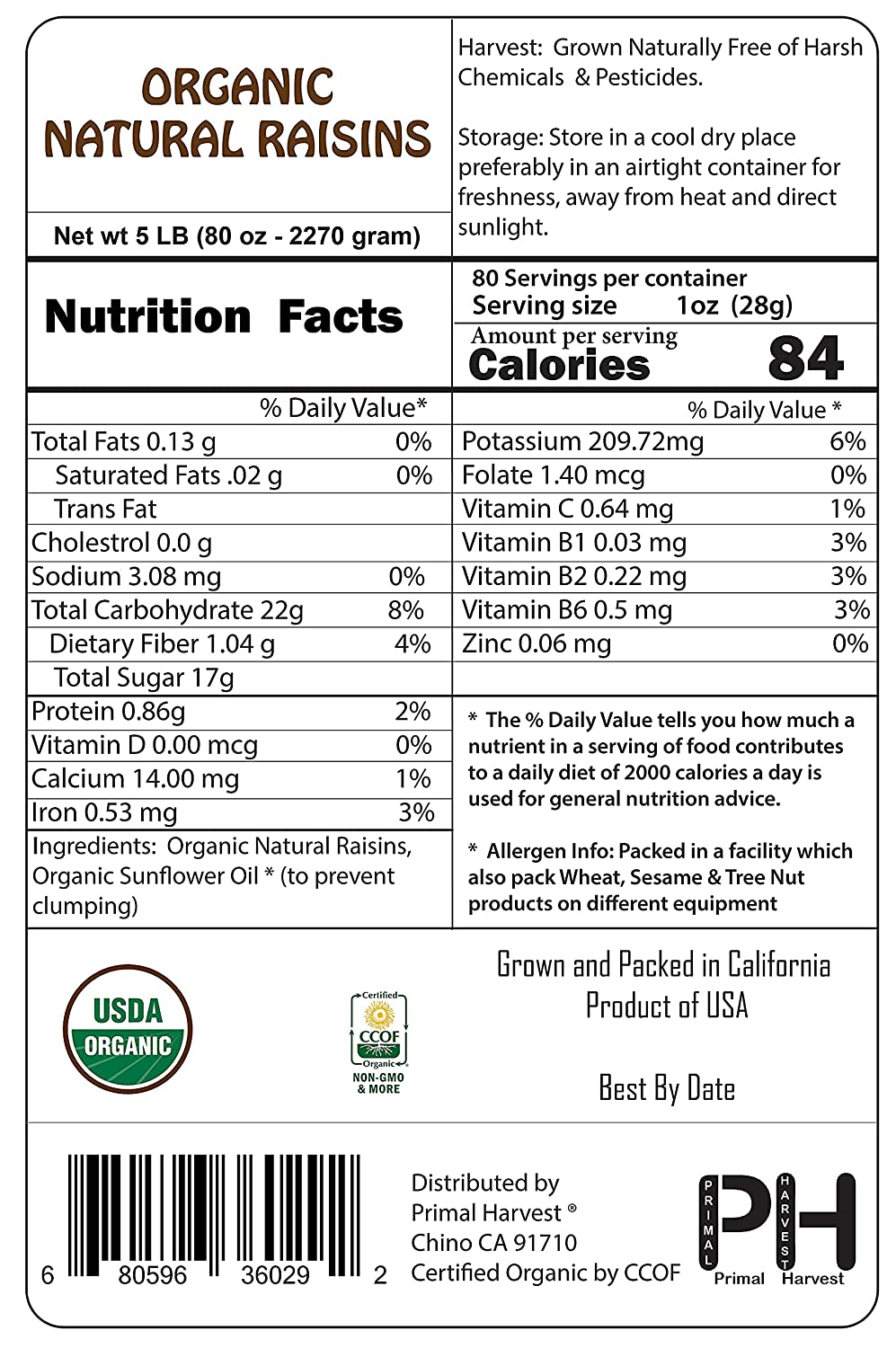 Organic Natural Raisins