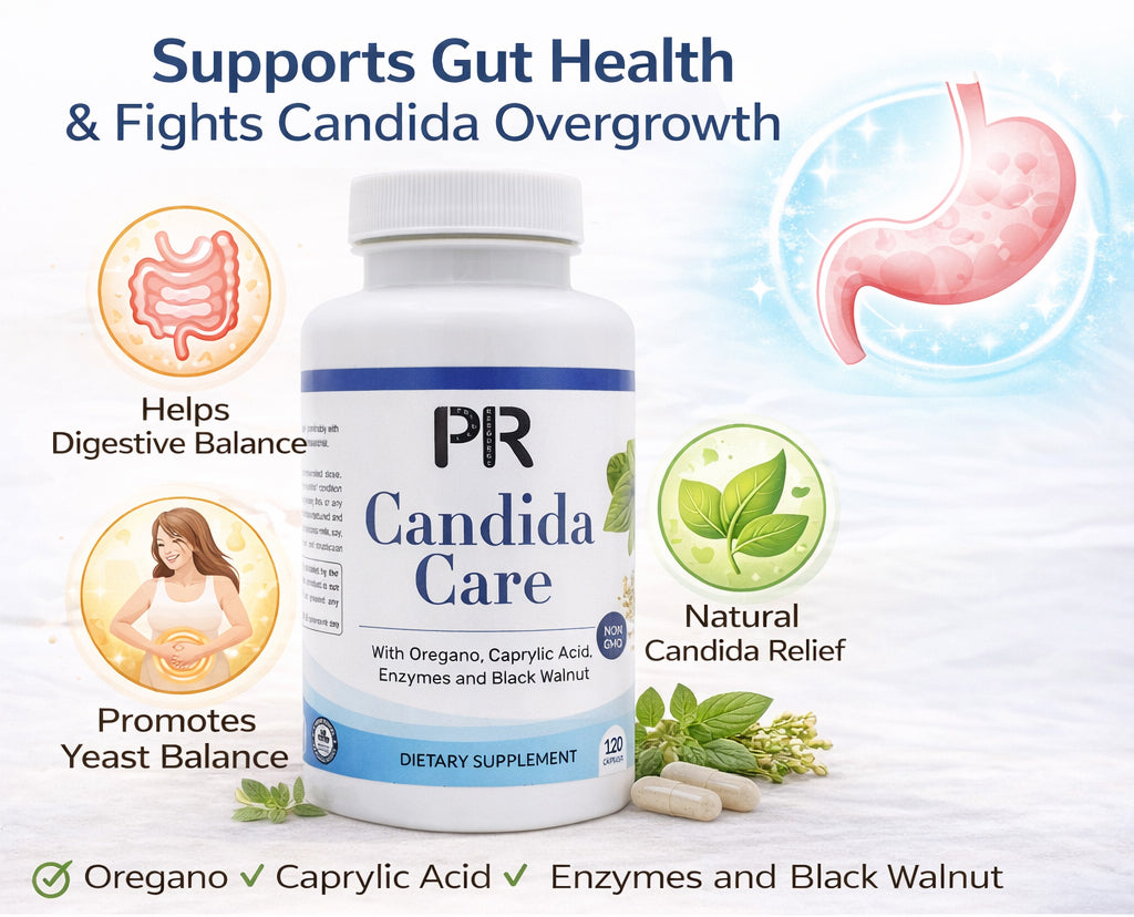Primal Resource Candida Care Supplement for Women & Men – Yeast & Gut Cleanse Support with Caprylic Acid, Oregano, Anise seeds, Pro