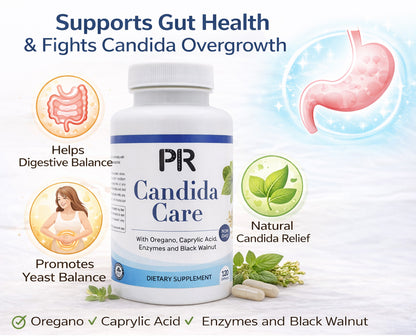 Primal Resource Candida Care Supplement for Women & Men – Yeast & Gut Cleanse Support with Caprylic Acid, Oregano, Anise seeds, Pro