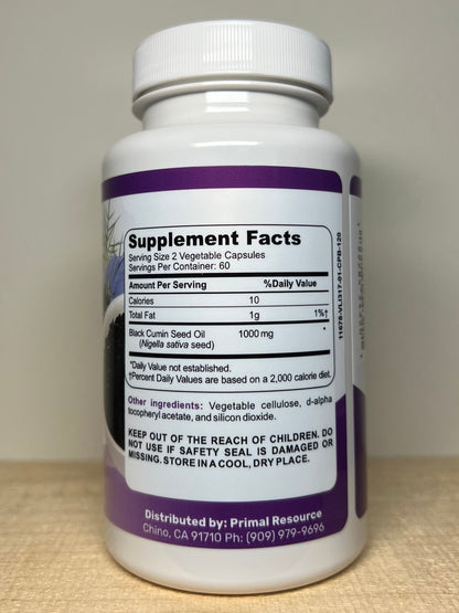 Primal Resource Black Seed Oil Capsules – 1000mg Cold-Pressed Nigella Sativa – Immune, Joint & Digestive Support – Rich in Thymoquinone – Non-GMO, Gluten-Free, Made in USA - 2 months supply